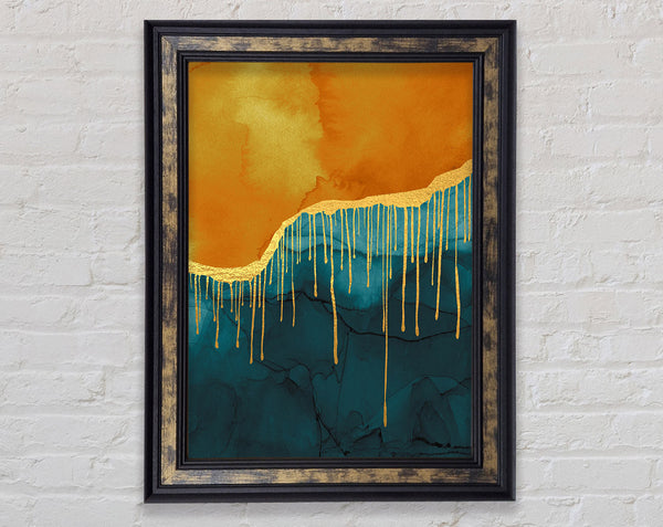 Orang And Green Abstract Framed Print