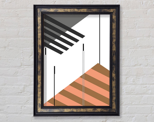 Orange And Walnut Abstract Lines Framed Print
