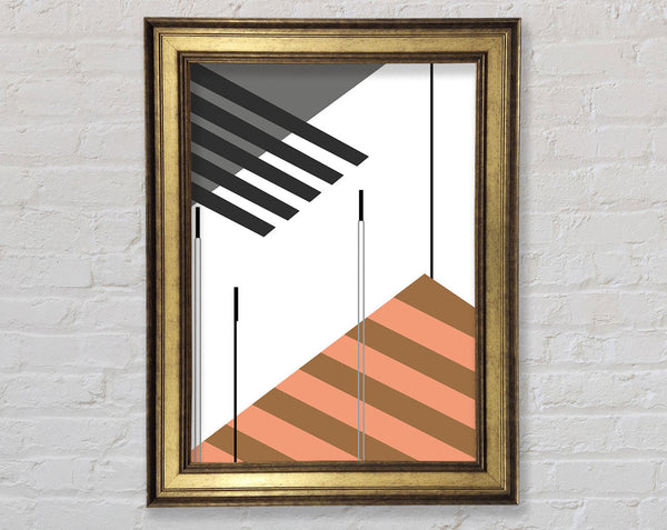 Orange And White Abstract Lines Framed Print