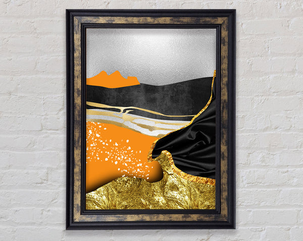 Orange And Walnut Abstract Framed Print