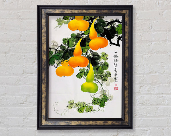 Orange And Green Fruit Tree Framed Print