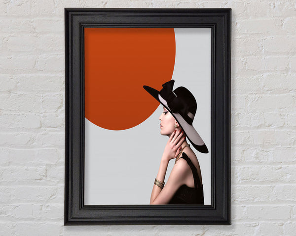 Orange Circle  Black Hat Framed Print