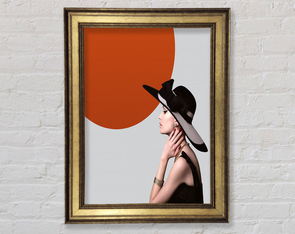 Orange Circle  White Hat Framed Print