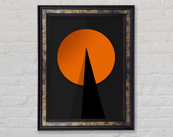 Orange Circle  Walnut Triangle Framed Print
