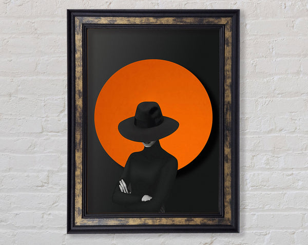 Orange Circle  Lady In Walnut Hat Framed Print