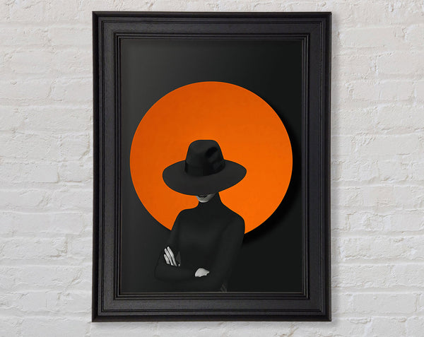 Orange Circle  Lady In Black Hat Framed Print