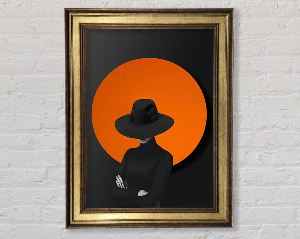 Orange Circle  Lady In White Hat Framed Print