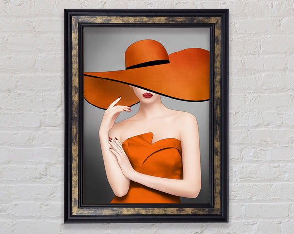 Orange Dress And Hat Framed Print