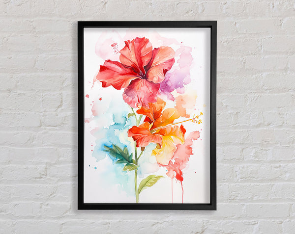 Orange Flower Watercolours Framed Print