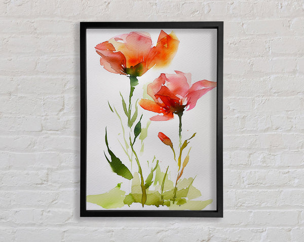 Orange Flowers In Watercolour Framed Print