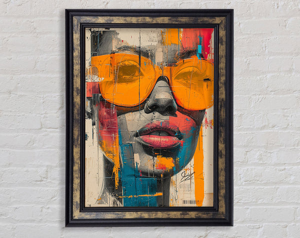 Orange Glasses Graffiti Framed Print