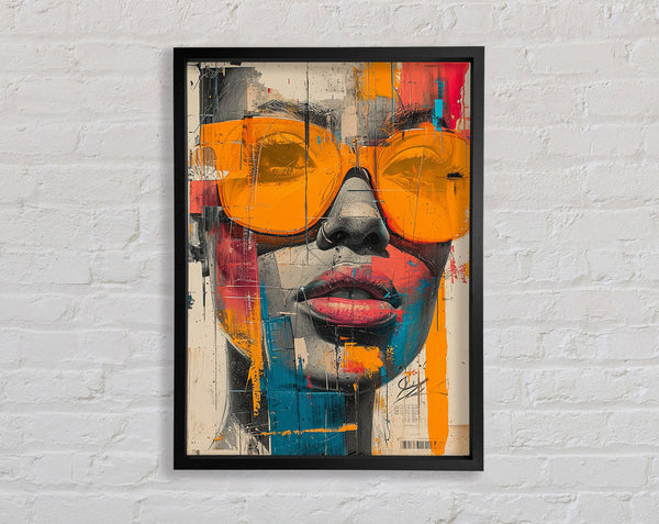 Orange Glasses Graffiti Framed Print