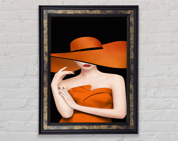 Orange Hat Lady Framed Print