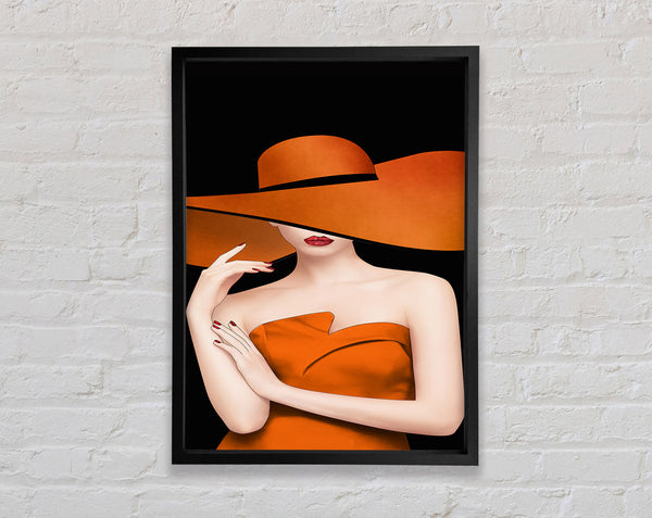 Orange Hat Lady Framed Print