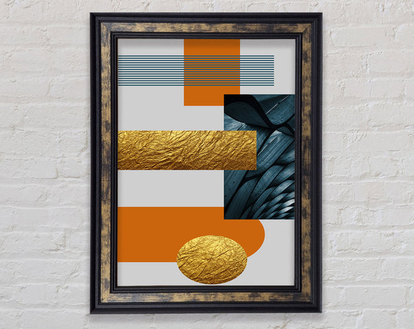 Orange Shapes Gold Framed Print
