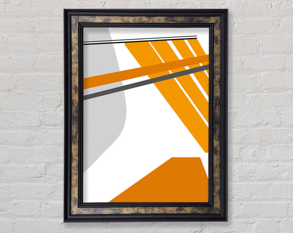 Orange Shapes With Grey Framed Print