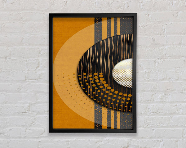 Orange With Abstract Circle Design Framed Print