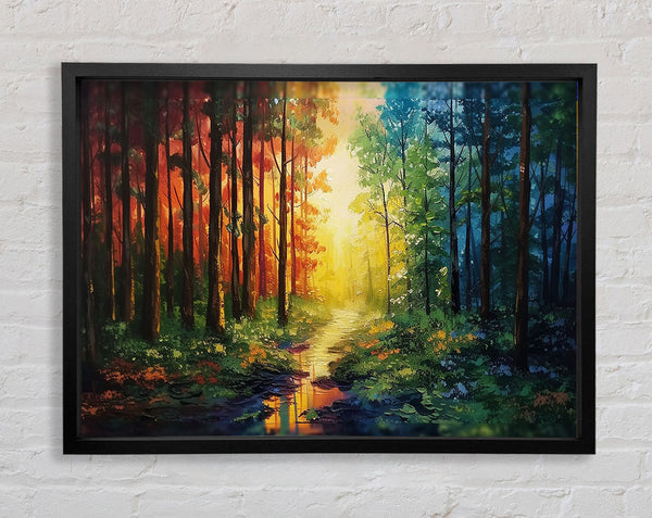 Orange Yellow To Blue Woods Framed Print