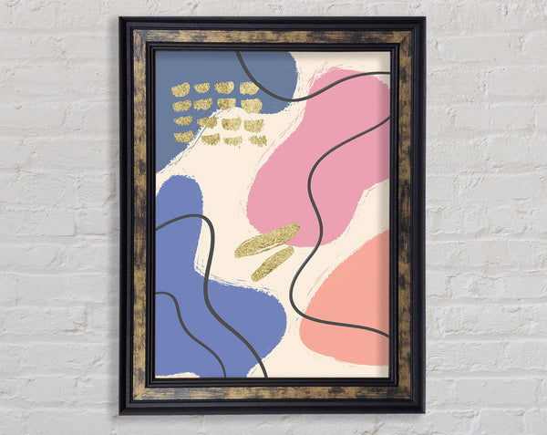 Orange  Pink And Blue Shapes Framed Print