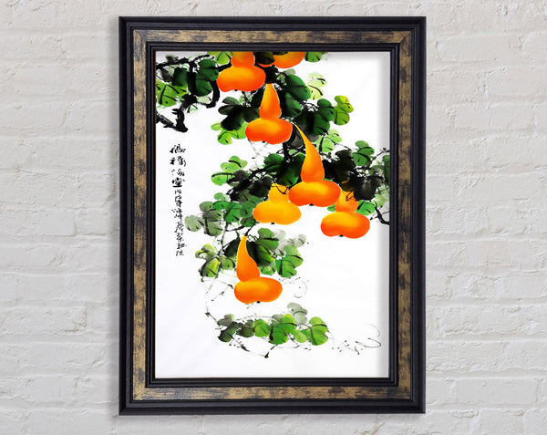 Oranges Hanging On Tree Framed Print