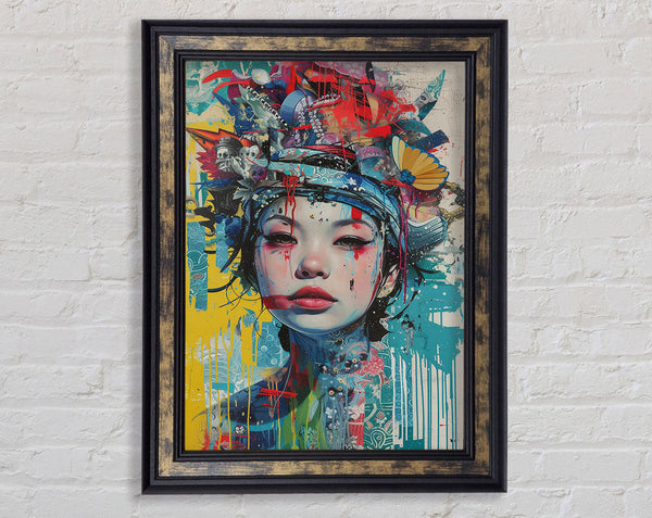 Oriental Fashion Graffiti Framed Print