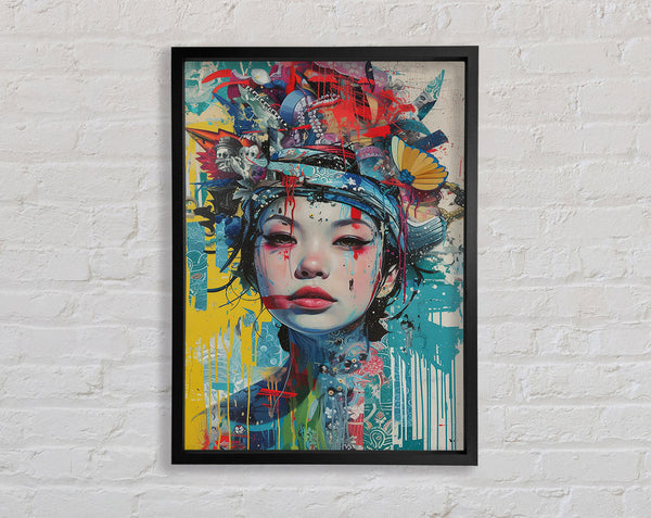 Oriental Fashion Graffiti Framed Print