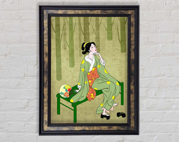 Oriental Woman Thinking Framed Print