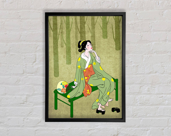 Oriental Woman Thinking Framed Print