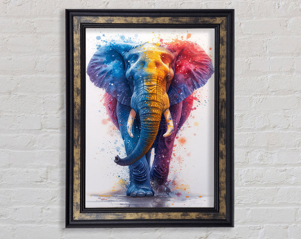 Paint Explosion Elephant Framed Print