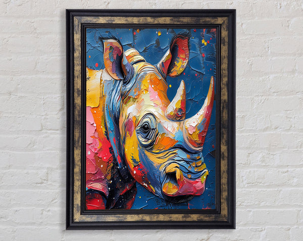 Painted Rhino Framed Print