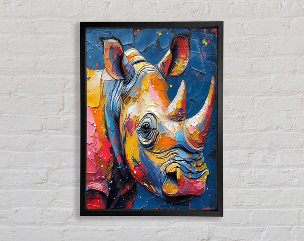 Painted Rhino Framed Print