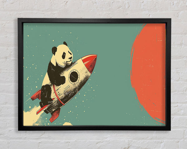 Panda Ona Rocket Framed Print