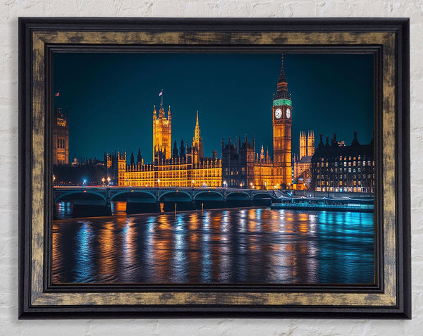 Parliament Over The Thames Framed Print