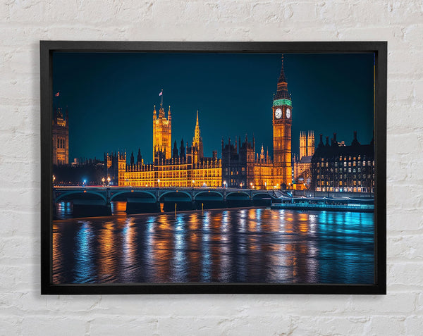 Parliament Over The Thames Framed Print