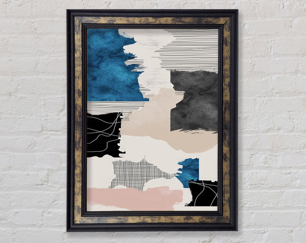 Patchwork Blue  Walnut And Walnut Framed Print