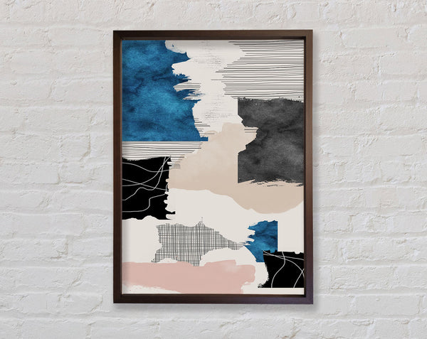 Patchwork Blue  Walnut And Walnut Framed Print