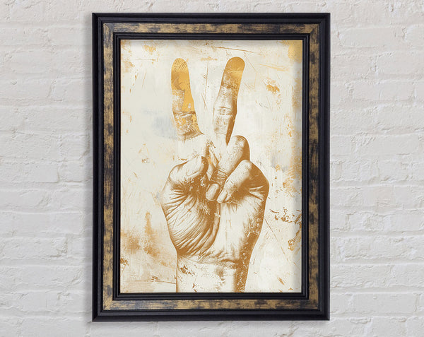 Peace Gold Fingers Framed Print