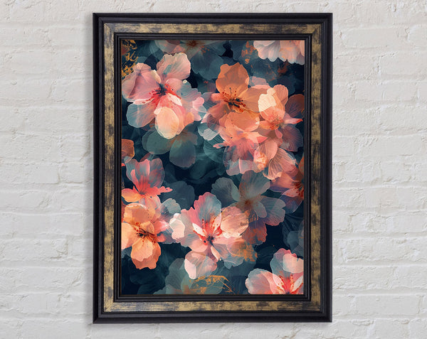 Peach Flowers Framed Print