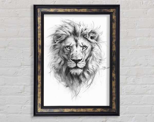 Pencil Lion Framed Print