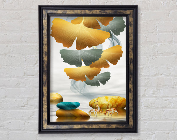 Petals Deer Framed Print
