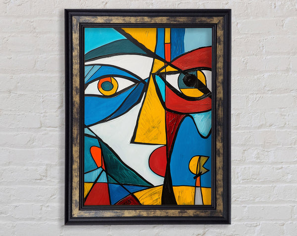 Picasso Face Blue And Red Framed Print