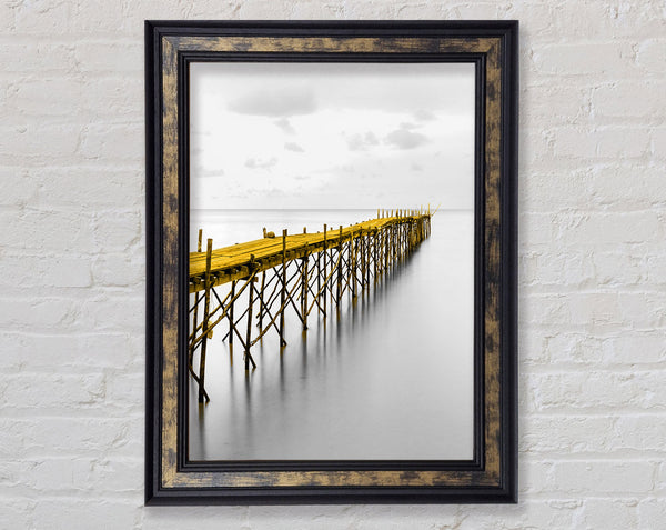 Pier In To The Mist Framed Print