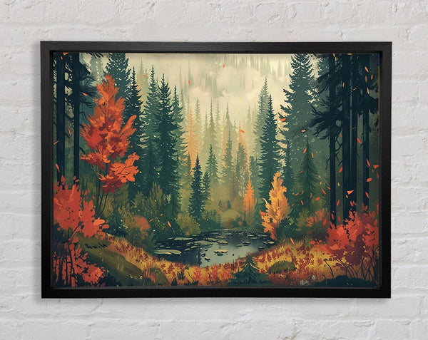 Pine And Maple Trees Framed Print