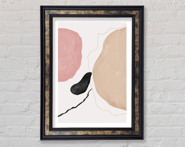 Pink And Beige Abstract Pattern Framed Print