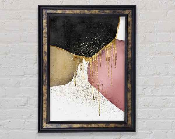 Pink And Walnut Gold Glitter Framed Print