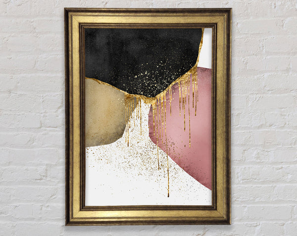 Pink And White Gold Glitter Framed Print