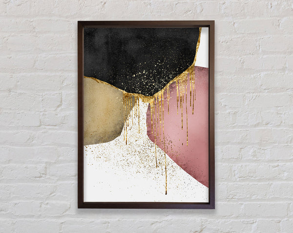 Pink And Walnut Gold Glitter Framed Print