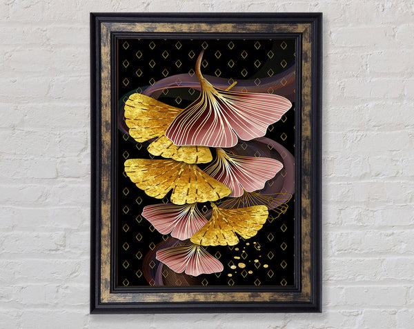 Pink And Gold Leaves Framed Print