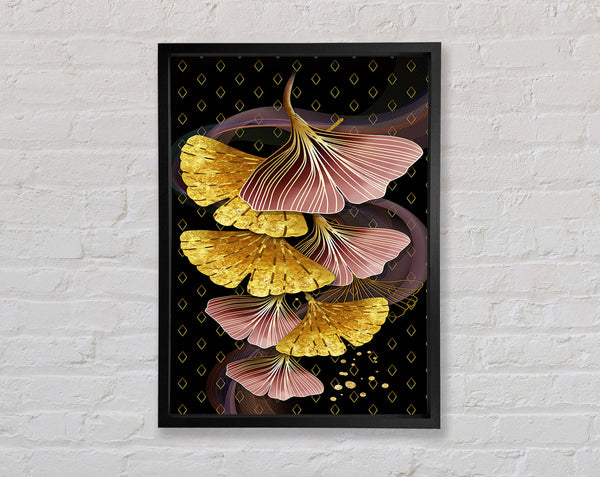 Pink And Gold Leaves Framed Print