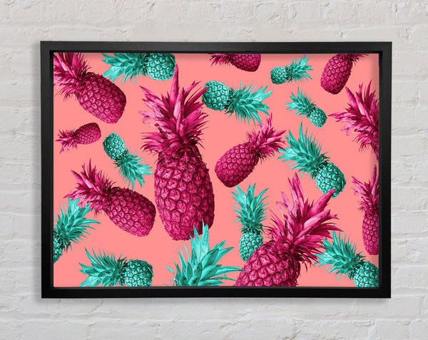 Pink And Green Pineapples Framed Print